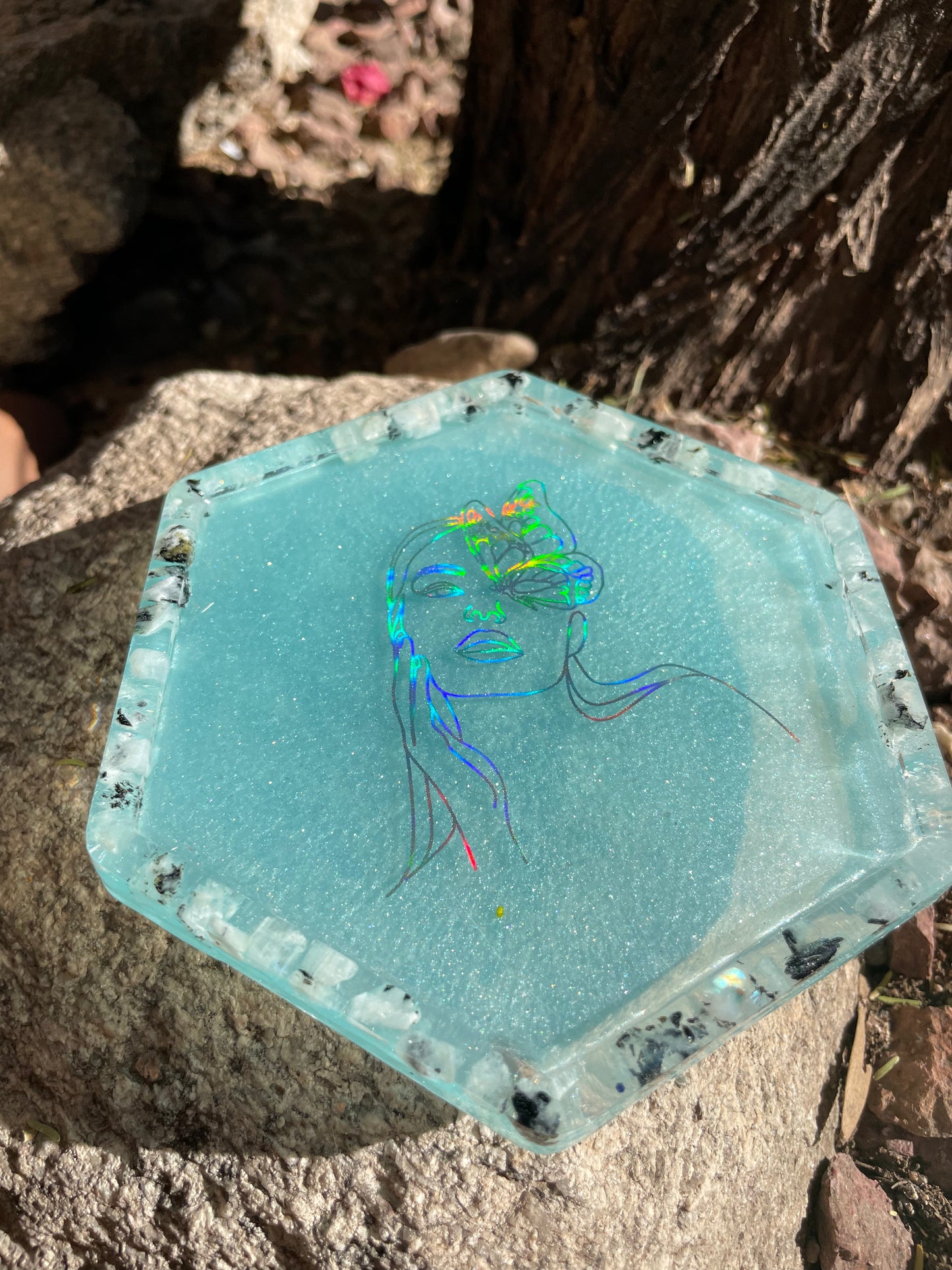 Womxn with Moonstone Coaster/ Trinket Tray