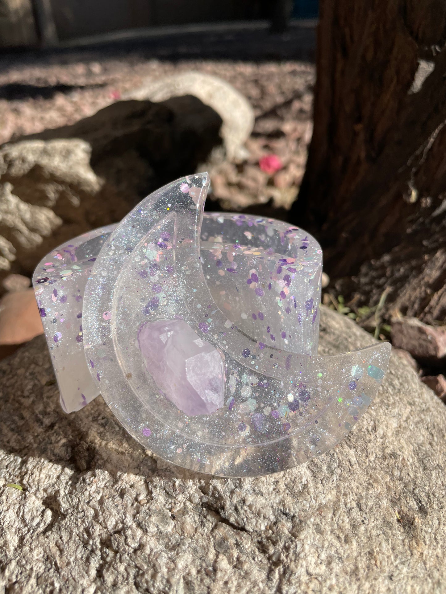 Purple Glitter Amethyst Mini Moon Box