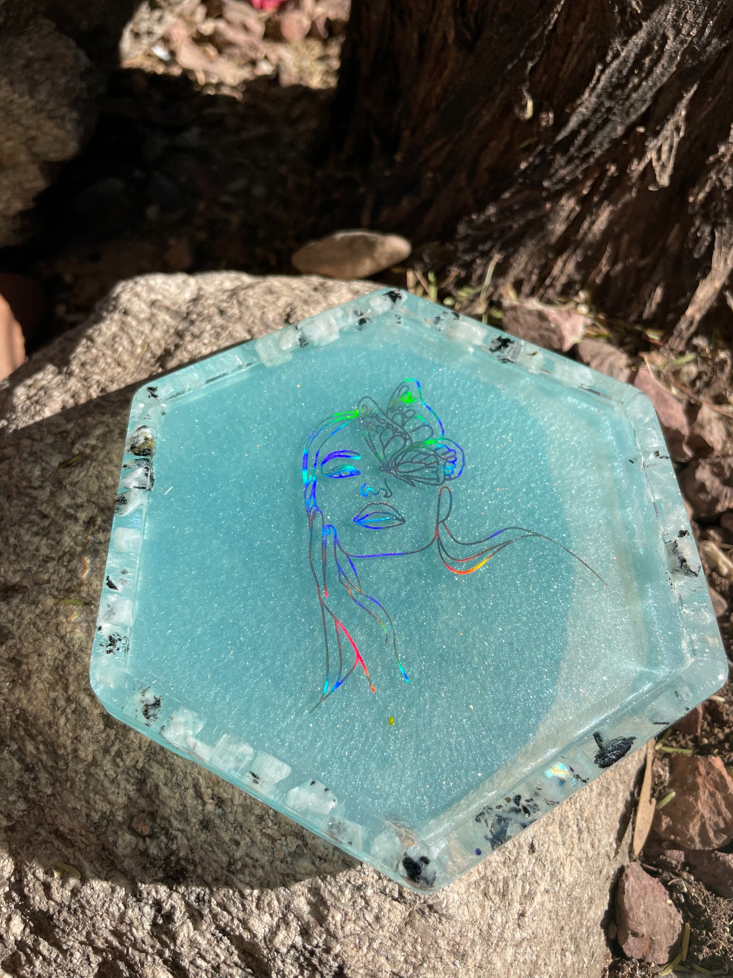 Womxn with Moonstone Coaster/ Trinket Tray