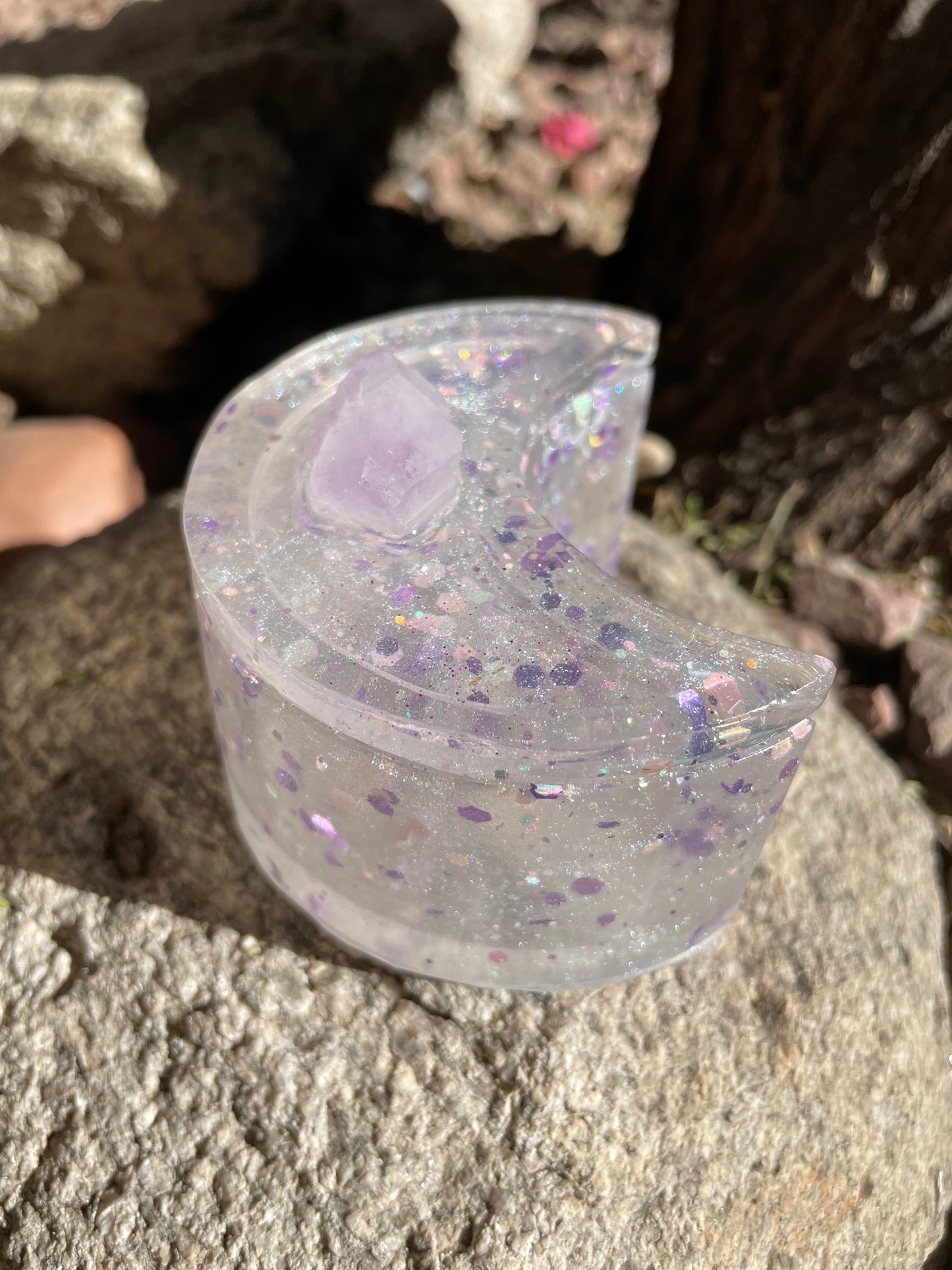 Purple Glitter Amethyst Mini Moon Box