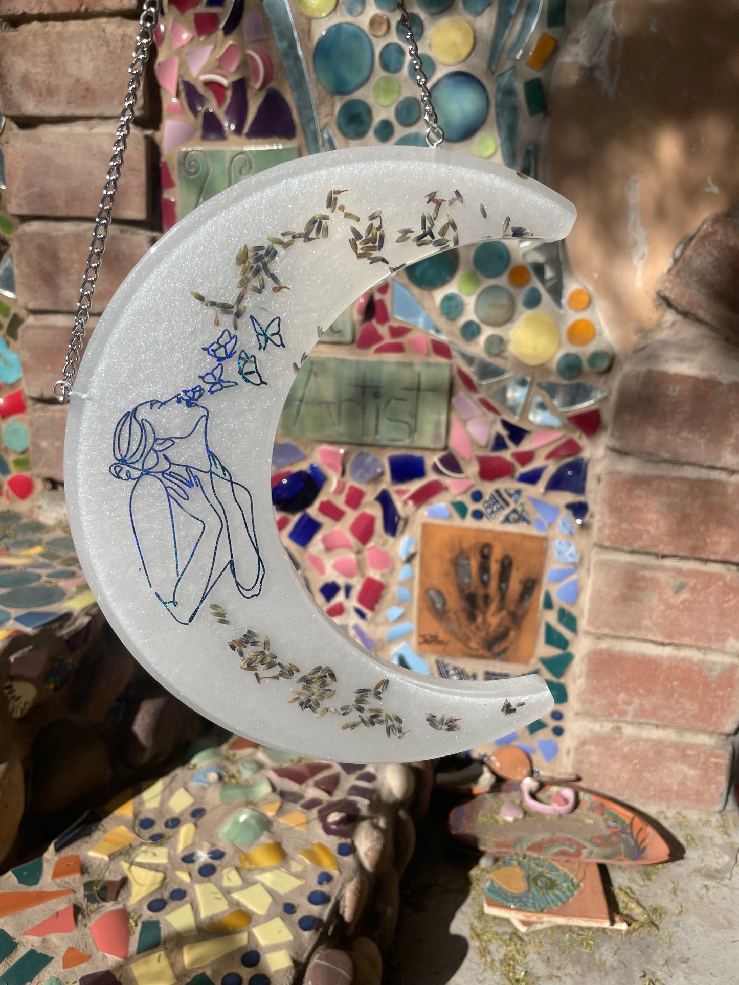Butterfly Womxn with Lavendar Hanging Moon