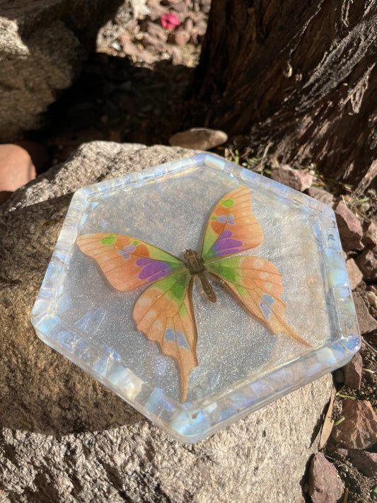 Butterfly with Opalite Coaster/ Trinket Tray