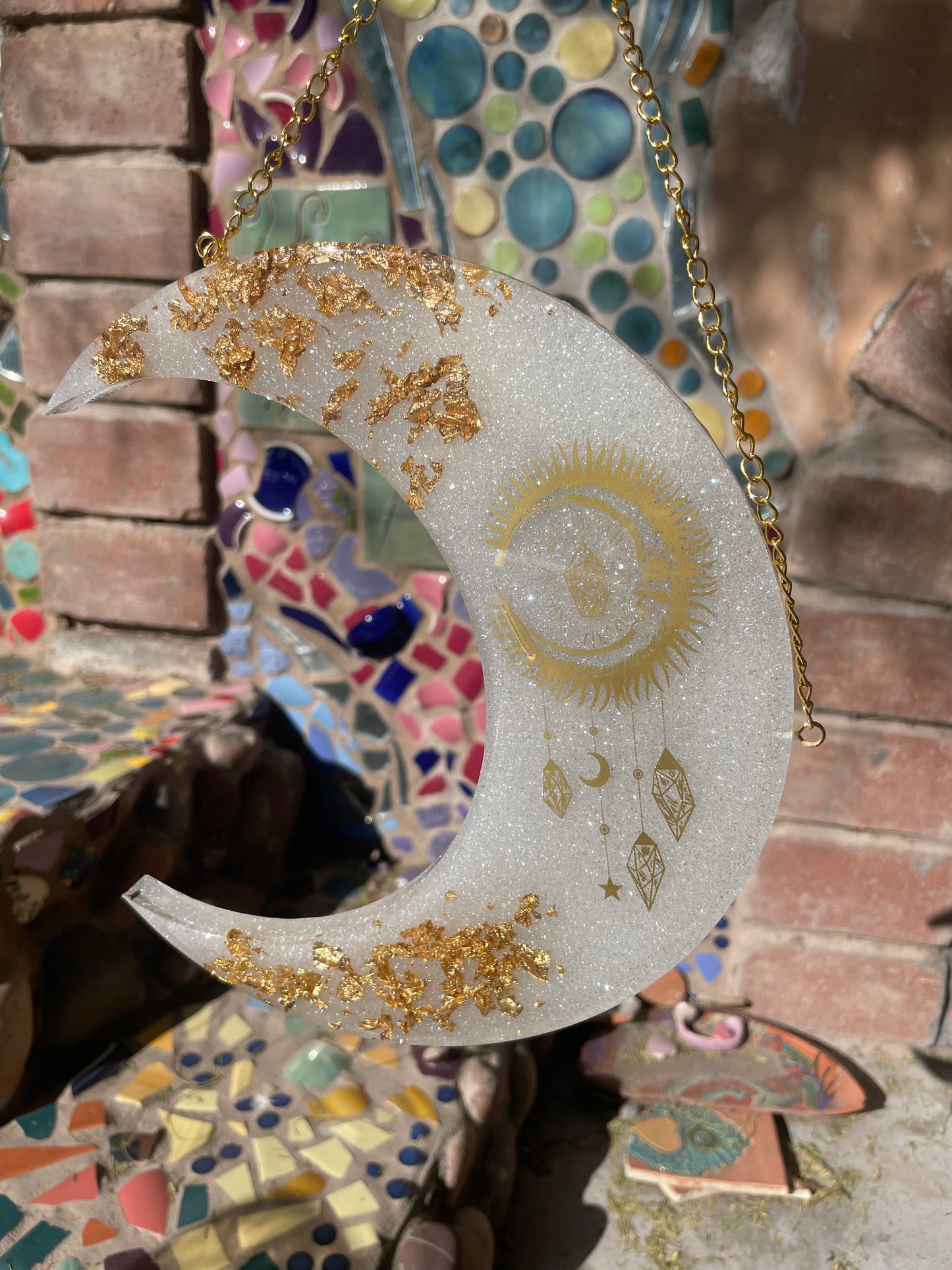 B-Grade Gold Sparkle Hanging Moon
