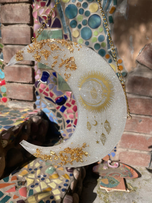 B-Grade Gold Sparkle Hanging Moon