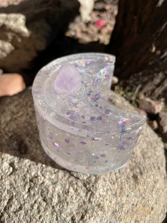 Purple Glitter Amethyst Mini Moon Box