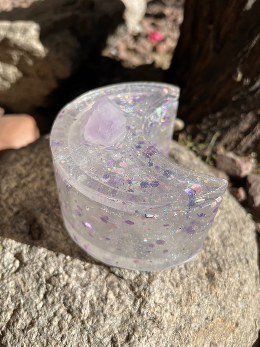 Purple Glitter Amethyst Mini Moon Box
