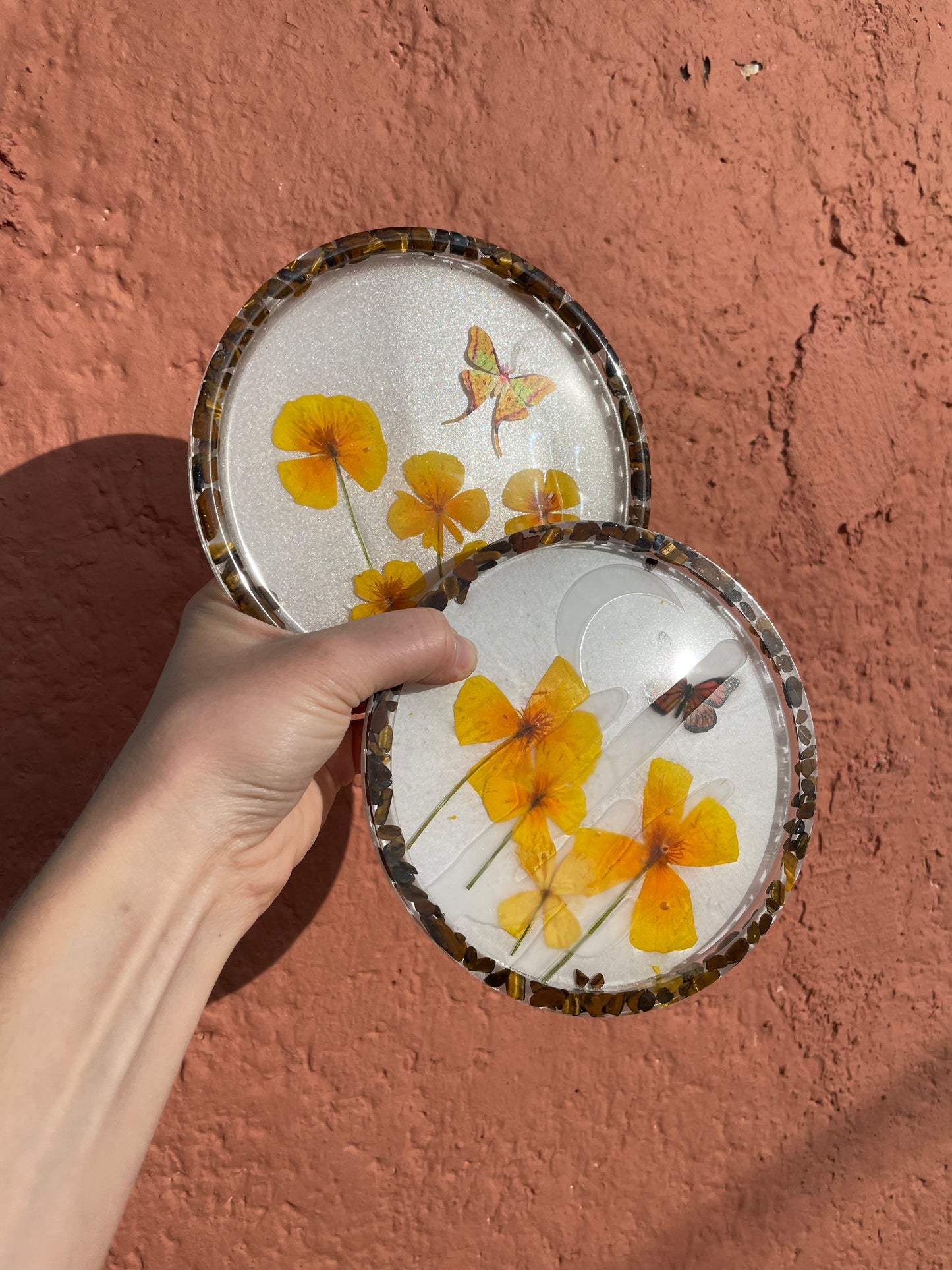 B-grade Desert Vibes Cactus Circle Tray with Gemstones