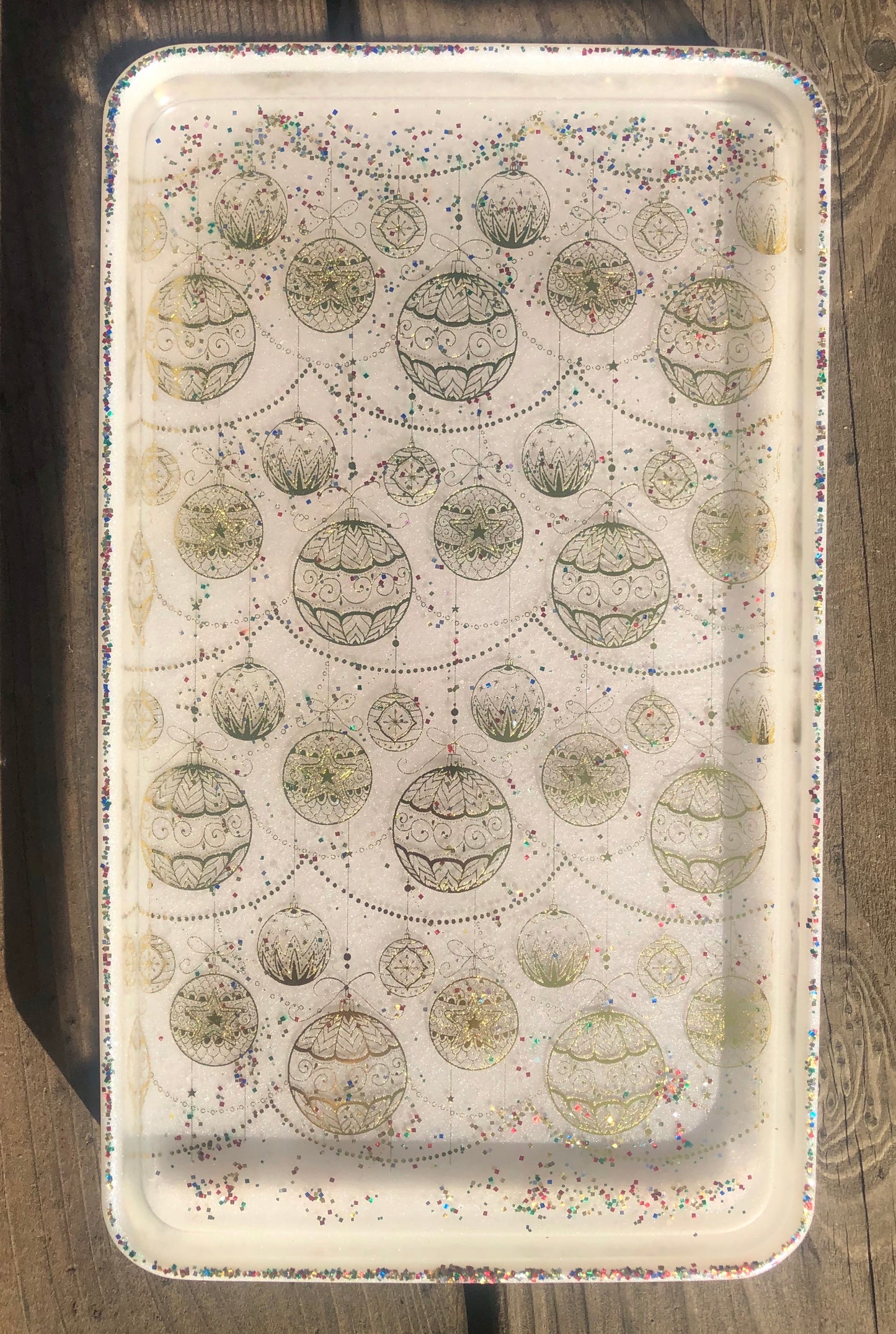 Pearlescent White/ Gold/Glitter Foil Coaster/Tray Set