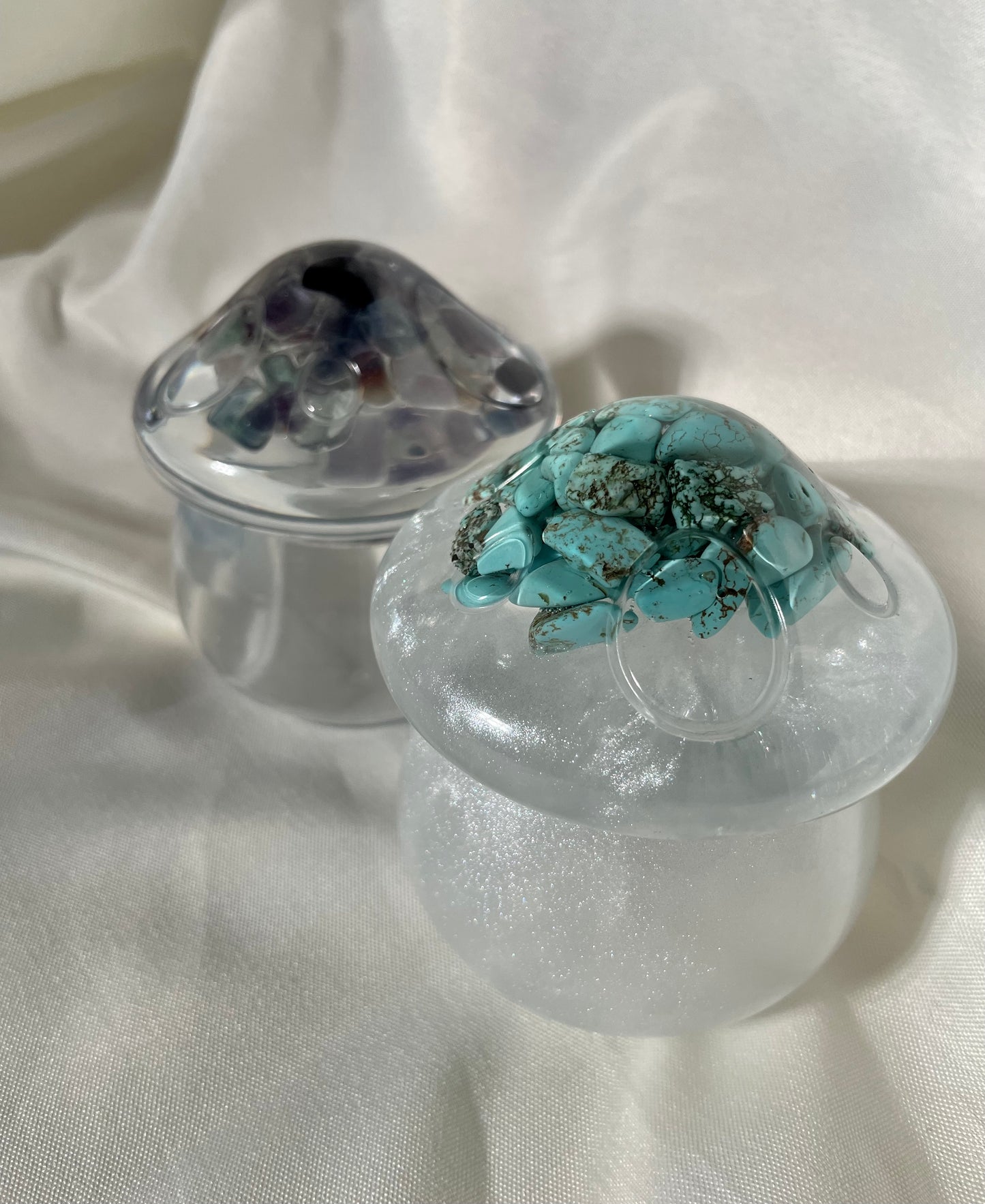 Mushroom Box Medium with Turquoise Howlite Stones